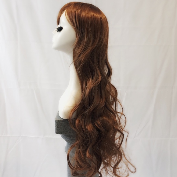 New Goddess length brown curly wavy wig cosplay